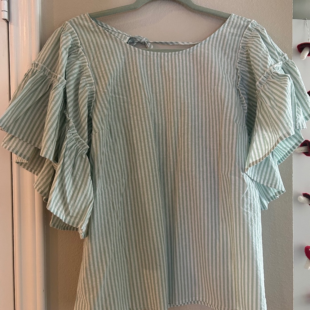 New Green Striped Blouse